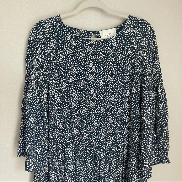 Just Female Anthro Blue Cream Spotted Dress S - Picture 2 of 8